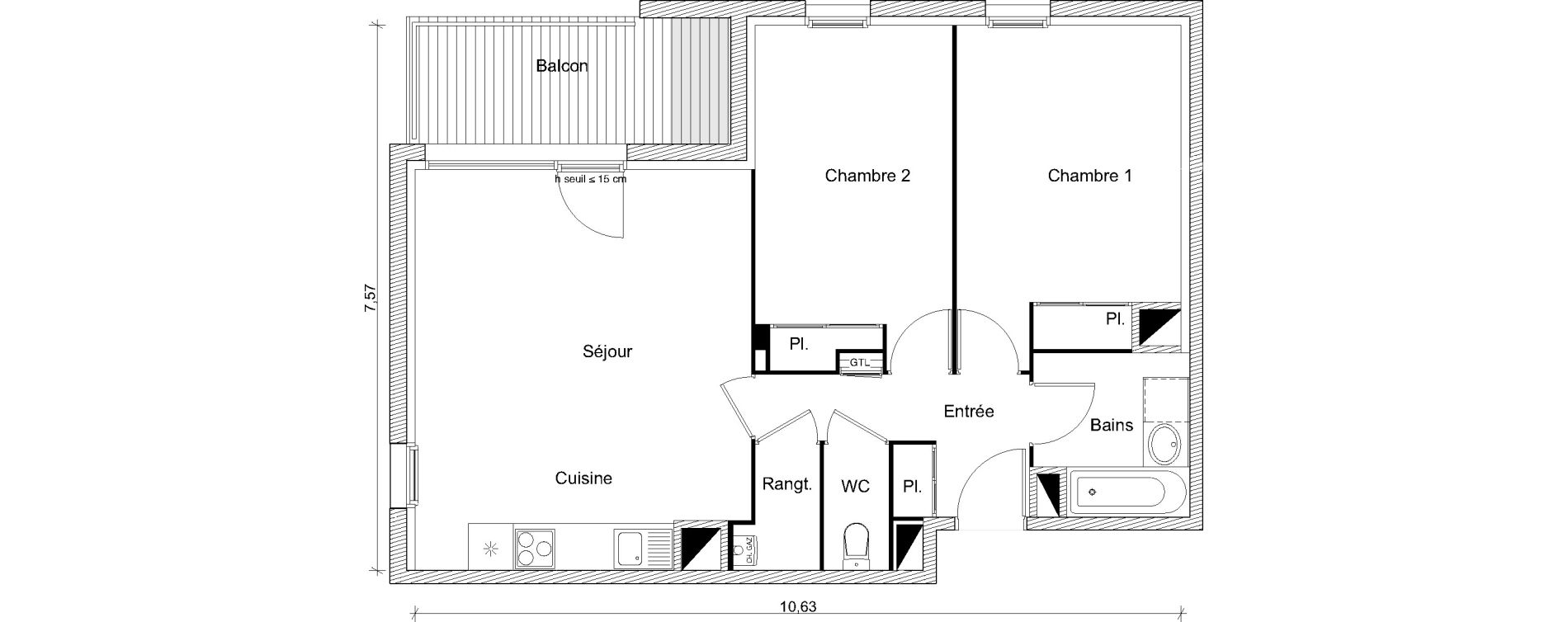 Appartement T3 de 65,22 m2 &agrave; Toulouse Lardenne