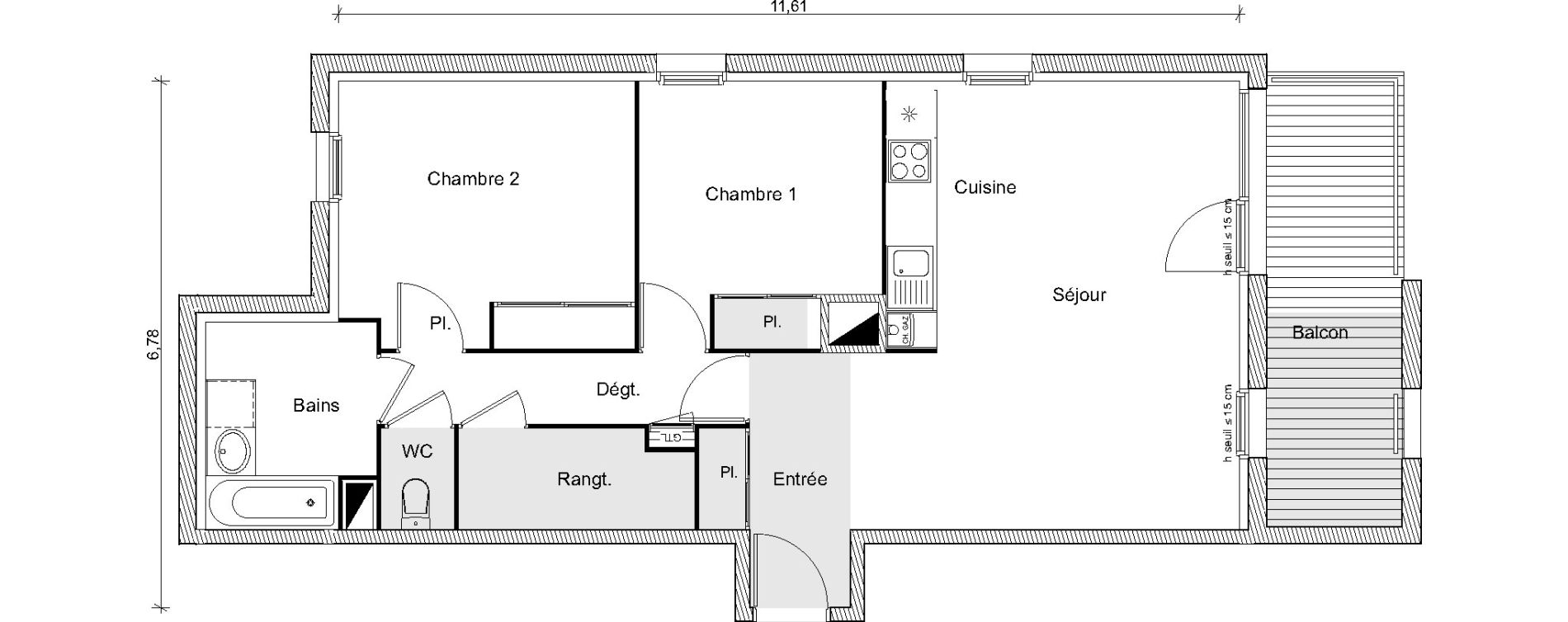 Appartement T3 de 70,46 m2 &agrave; Toulouse Lardenne