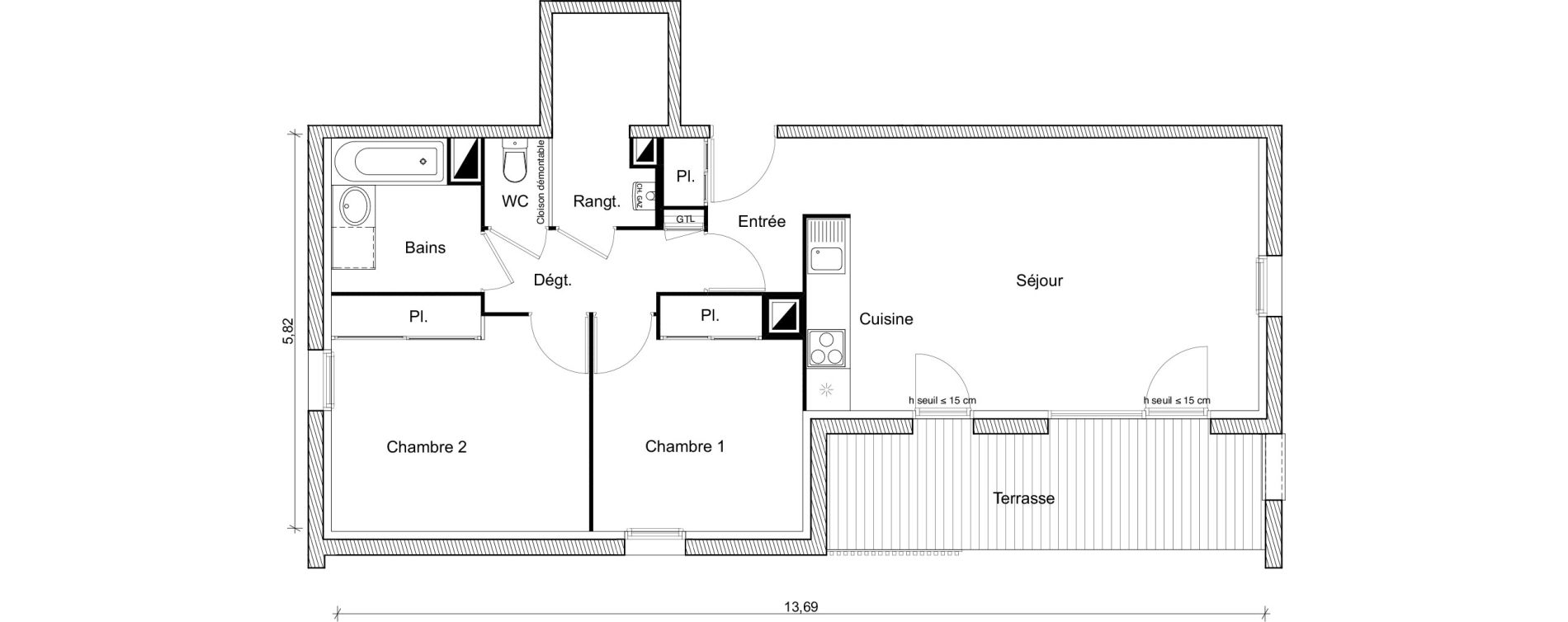 Appartement T3 de 68,01 m2 &agrave; Toulouse Lardenne