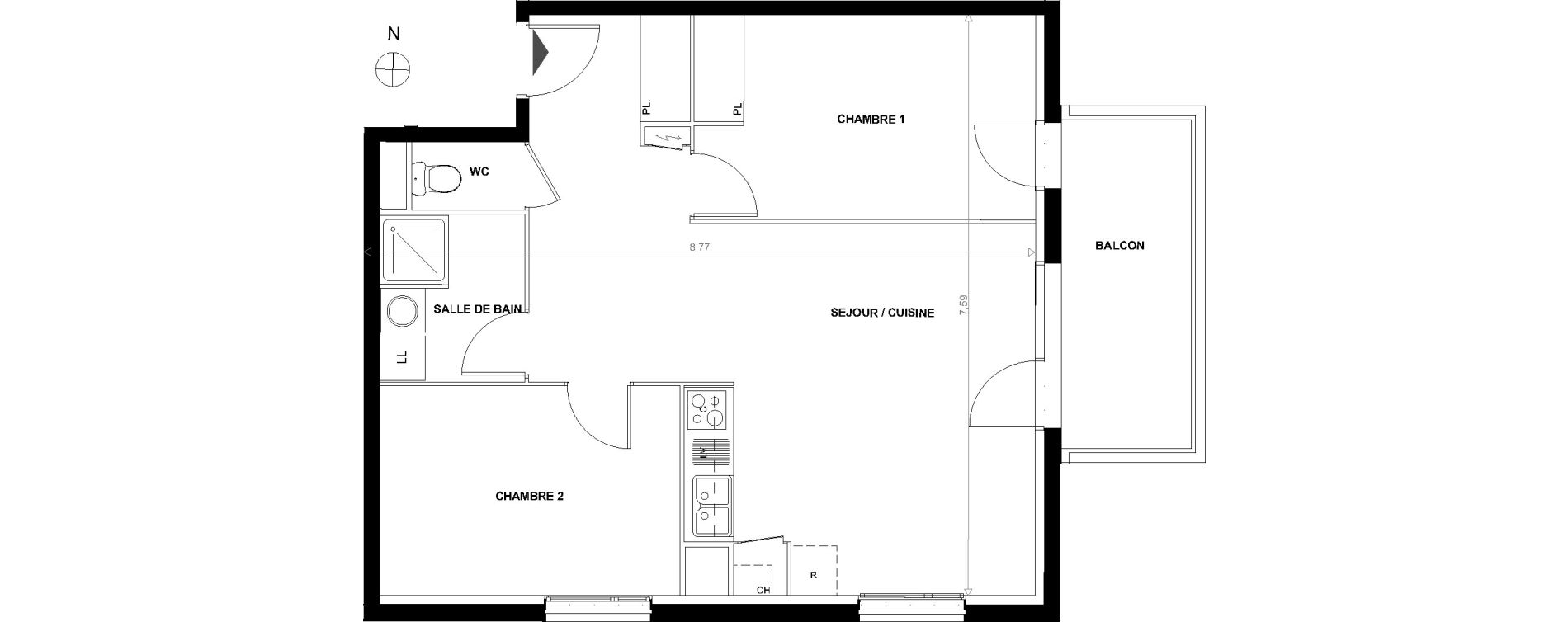 Appartement T3 de 60,12 m2 &agrave; Toulouse Lalande
