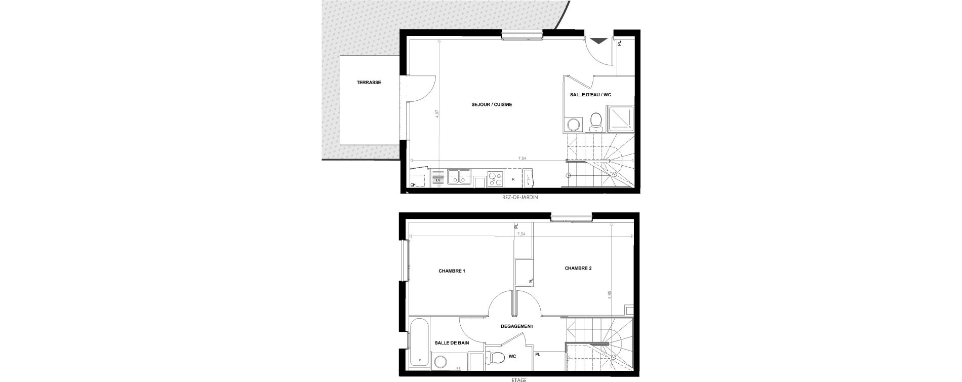 Duplex T3 de 65,80 m2 &agrave; Toulouse Lalande