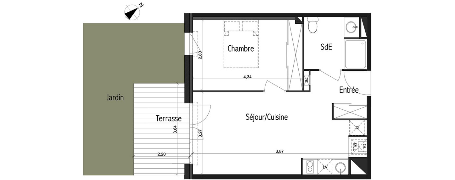 Appartement T2 de 40,82 m2 &agrave; Toulouse Basso cambo
