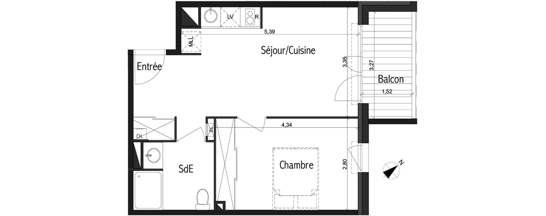 Appartement T2 de 38,97 m2 &agrave; Toulouse Basso cambo
