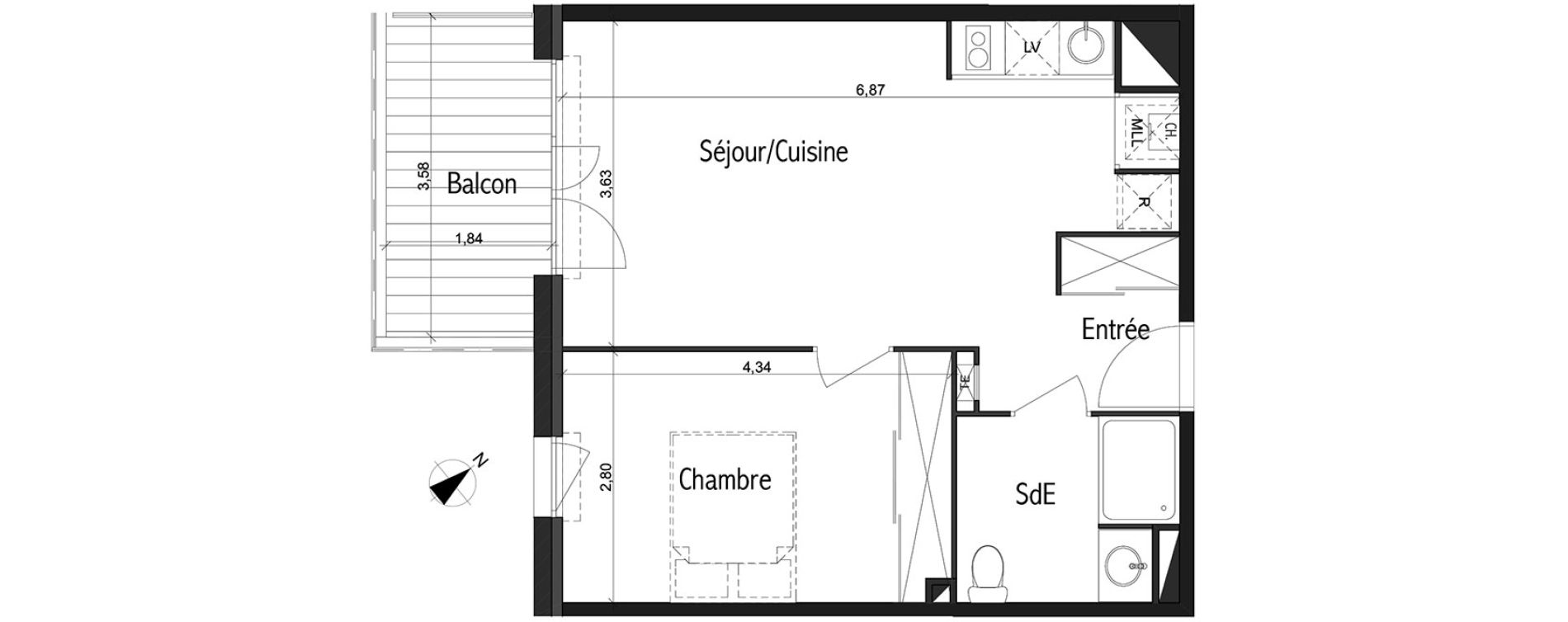Appartement T2 de 42,89 m2 &agrave; Toulouse Basso cambo