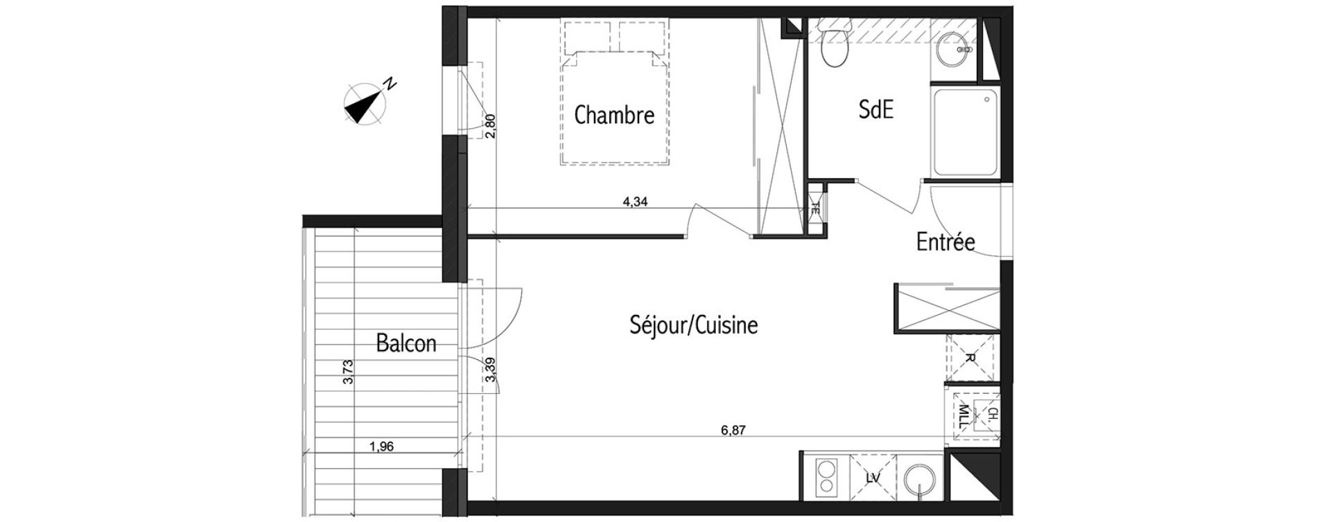 Appartement T2 de 41,31 m2 &agrave; Toulouse Basso cambo