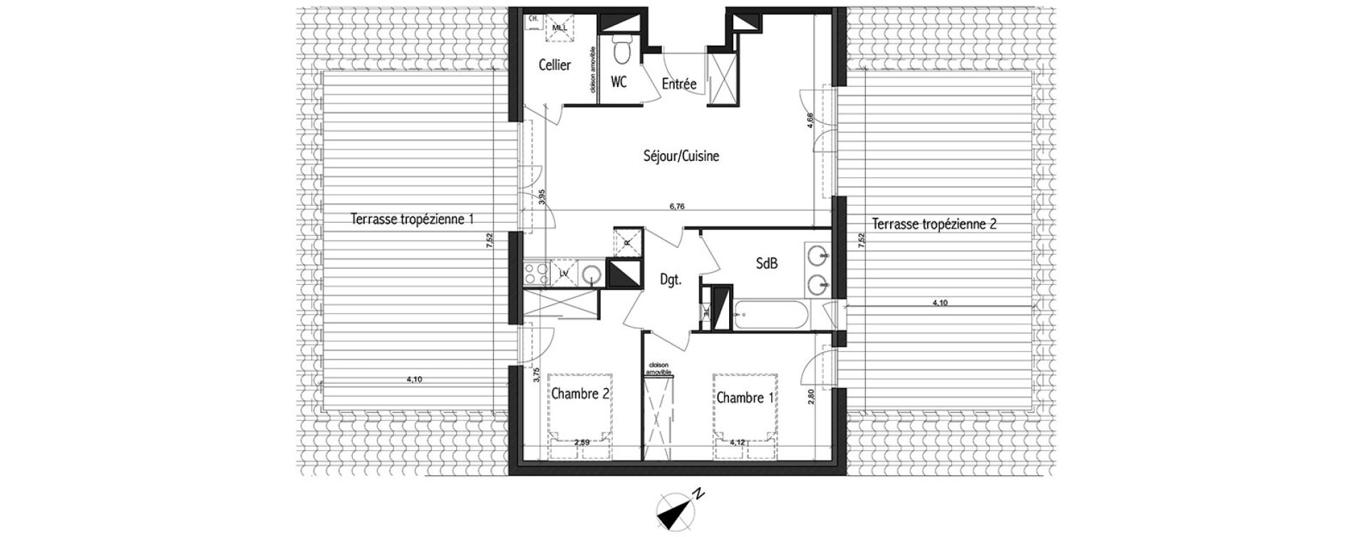 Appartement T3 de 61,28 m2 &agrave; Toulouse Basso cambo