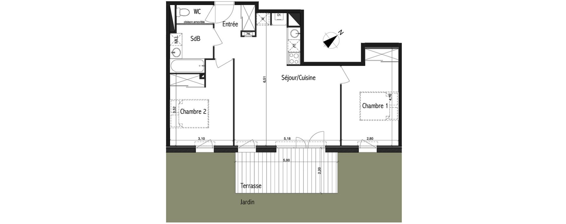 Appartement T3 de 61,43 m2 &agrave; Toulouse Basso cambo