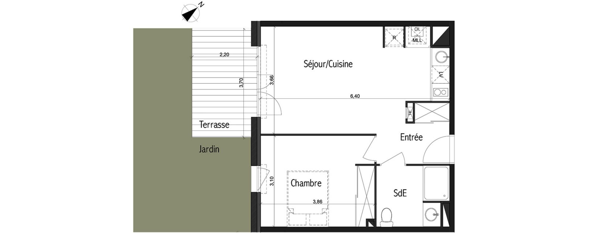 Appartement T2 de 41,99 m2 &agrave; Toulouse Basso cambo