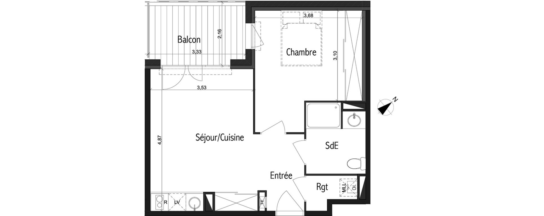 Appartement T2 de 41,22 m2 &agrave; Toulouse Basso cambo