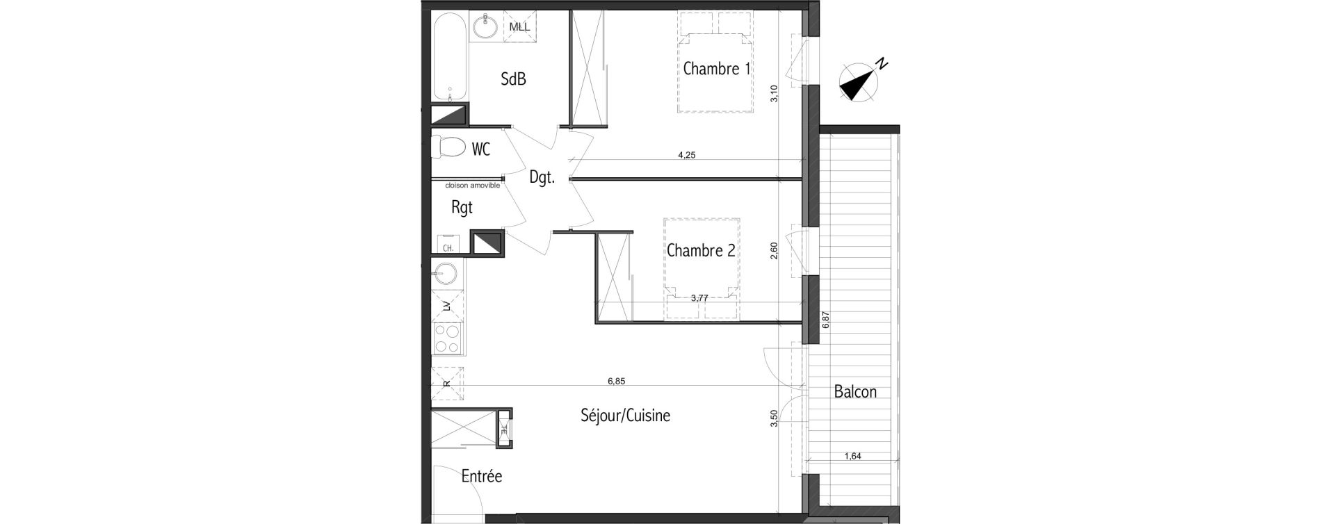 Appartement T3 de 61,82 m2 &agrave; Toulouse Basso cambo