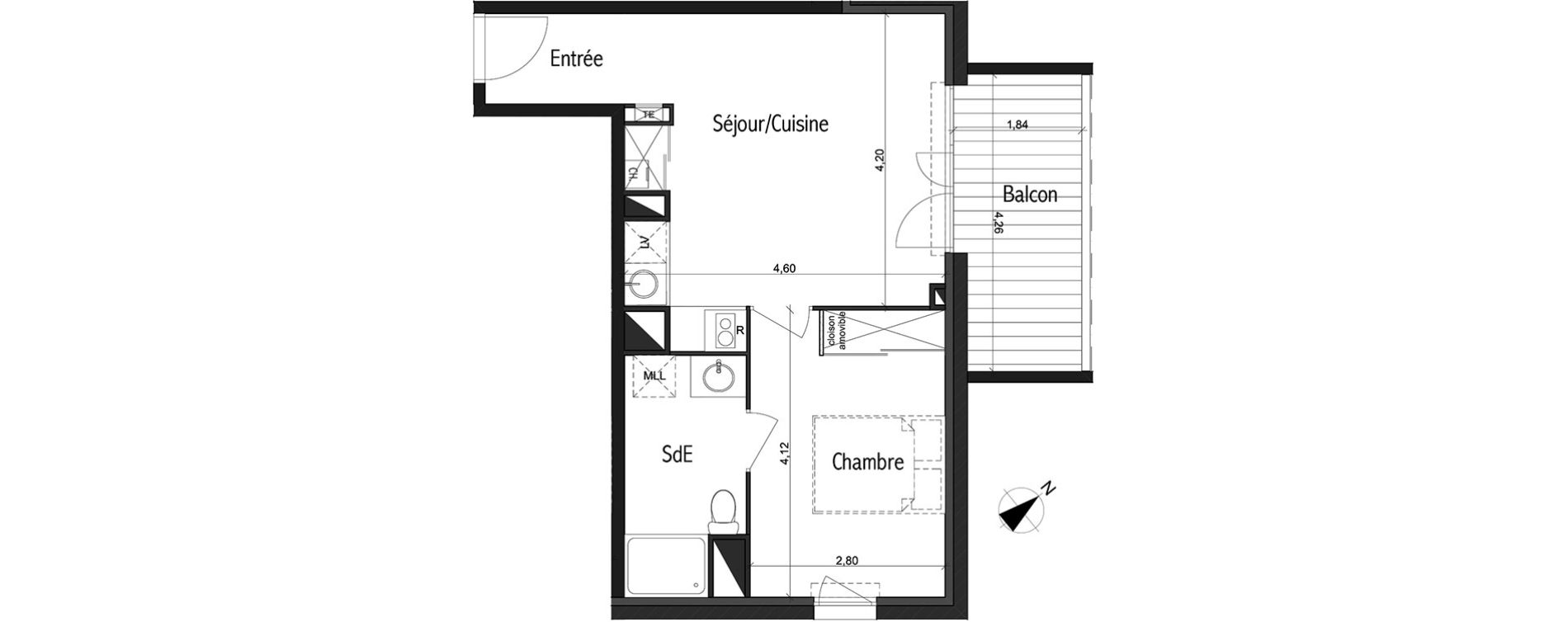 Appartement T2 de 39,26 m2 &agrave; Toulouse Basso cambo