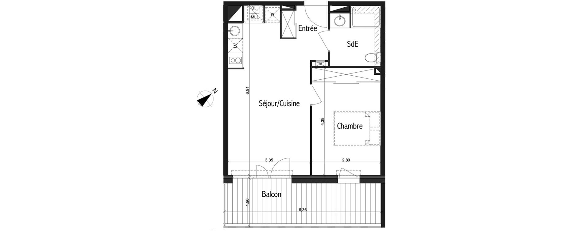 Appartement T2 de 41,16 m2 &agrave; Toulouse Basso cambo