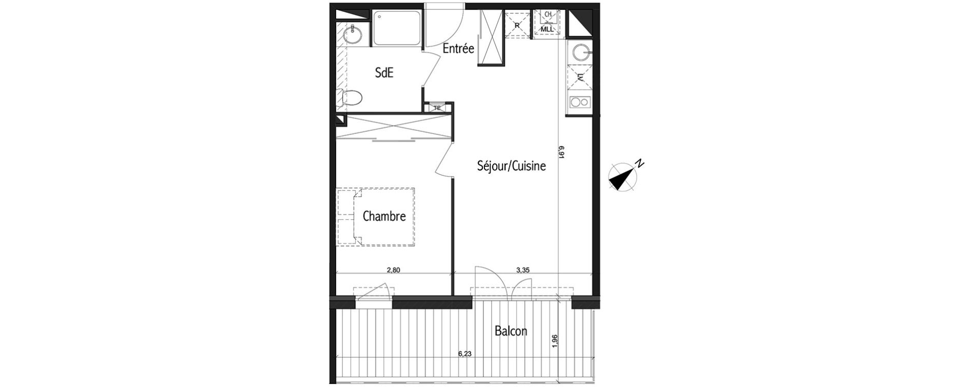 Appartement T2 de 41,32 m2 &agrave; Toulouse Basso cambo