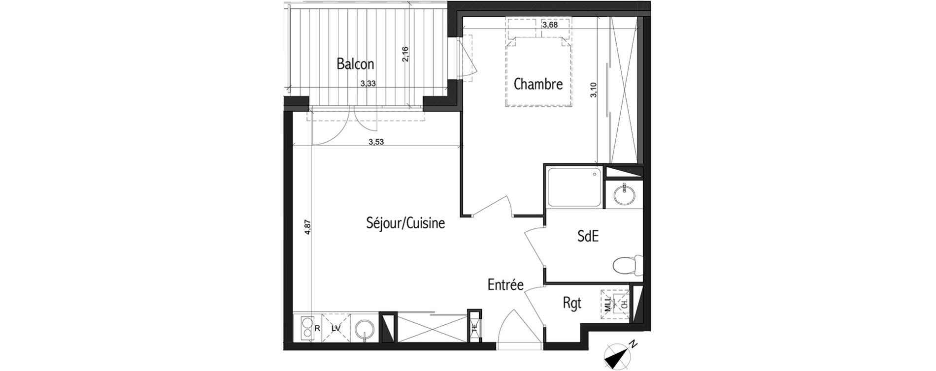 Appartement T2 de 41,22 m2 &agrave; Toulouse Basso cambo