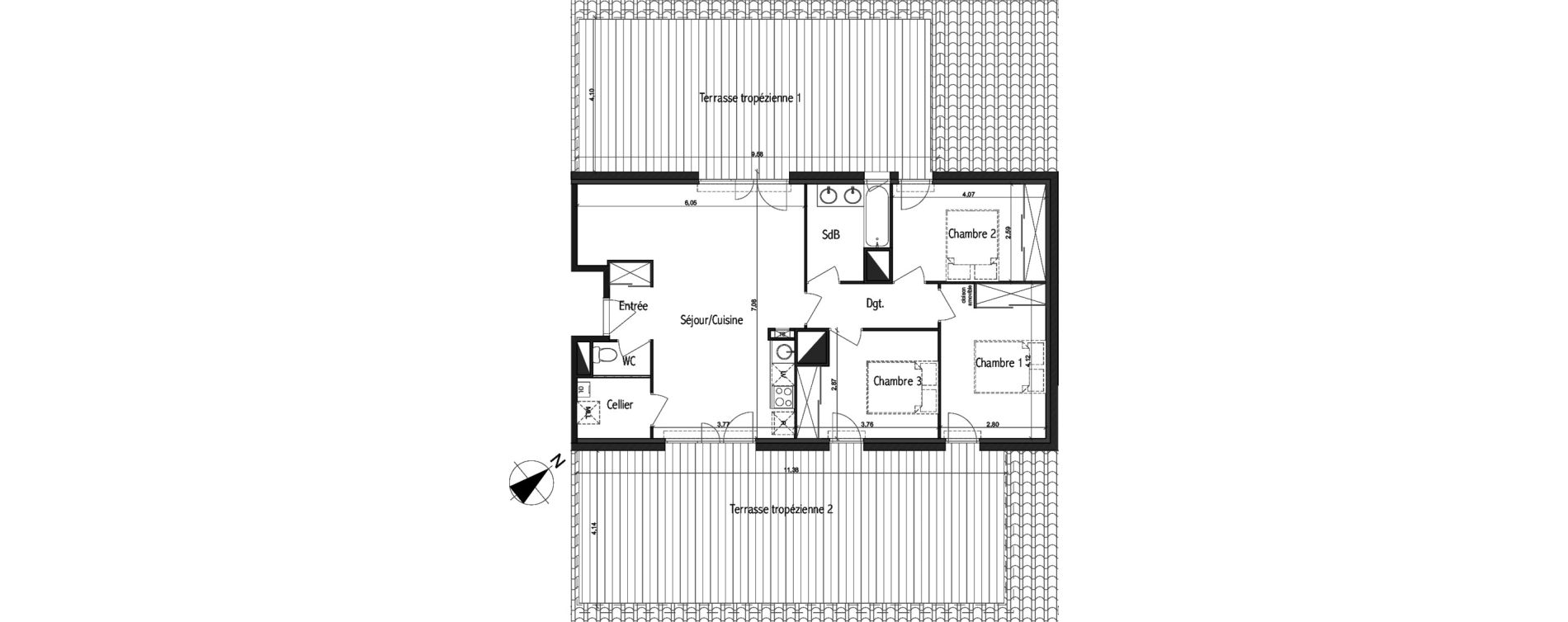 Appartement T4 de 78,89 m2 &agrave; Toulouse Basso cambo