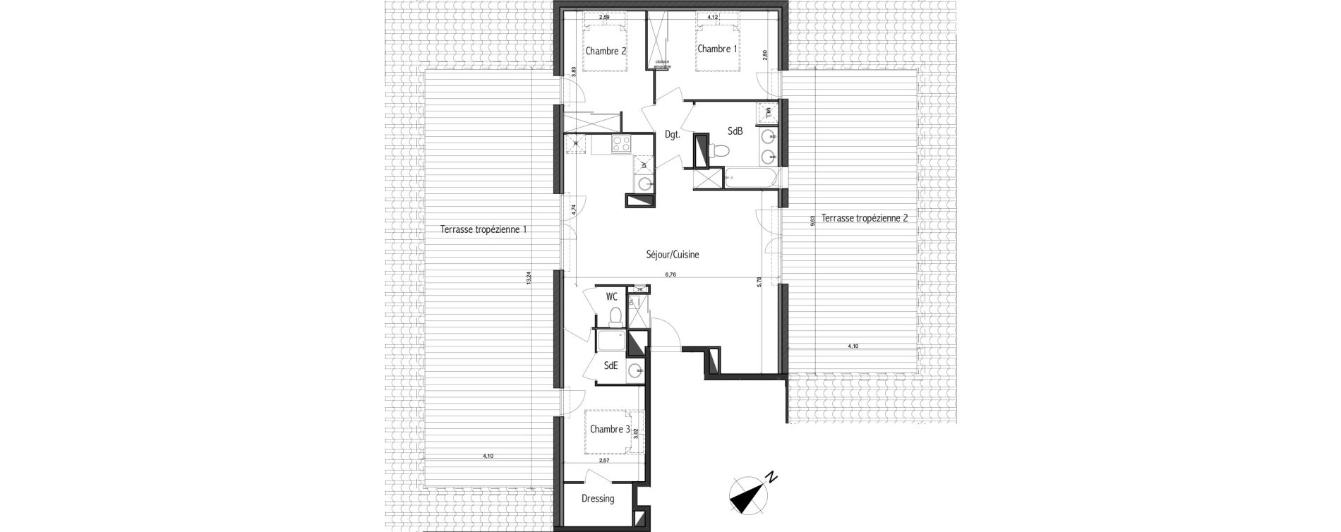 Appartement T4 de 83,74 m2 &agrave; Toulouse Basso cambo