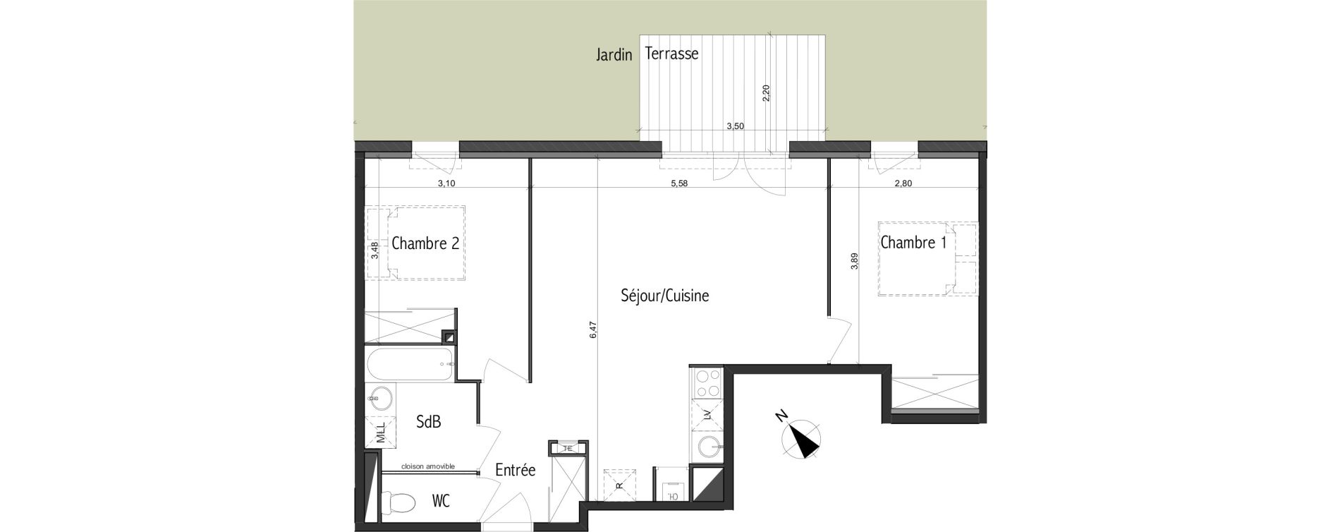 Appartement T3 de 60,09 m2 &agrave; Toulouse Basso cambo