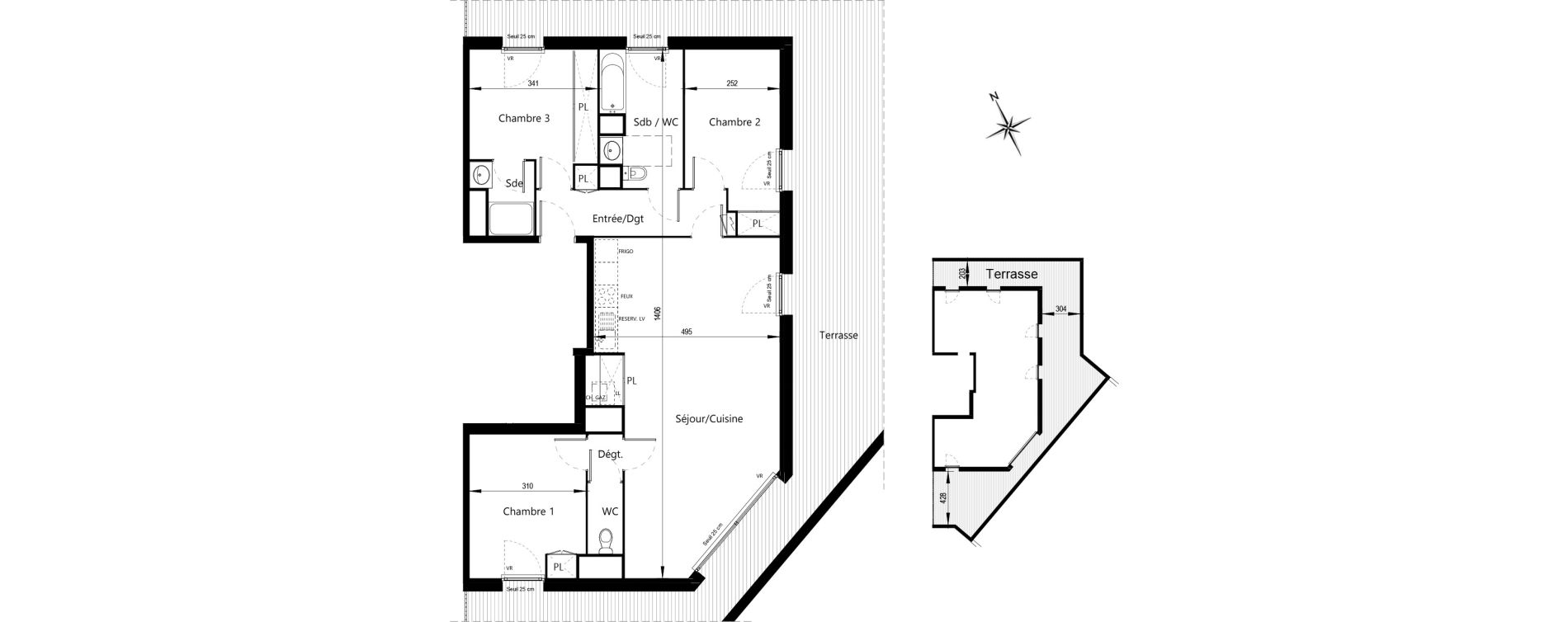 Appartement T4 de 90,71 m2 &agrave; Toulouse Borderouge