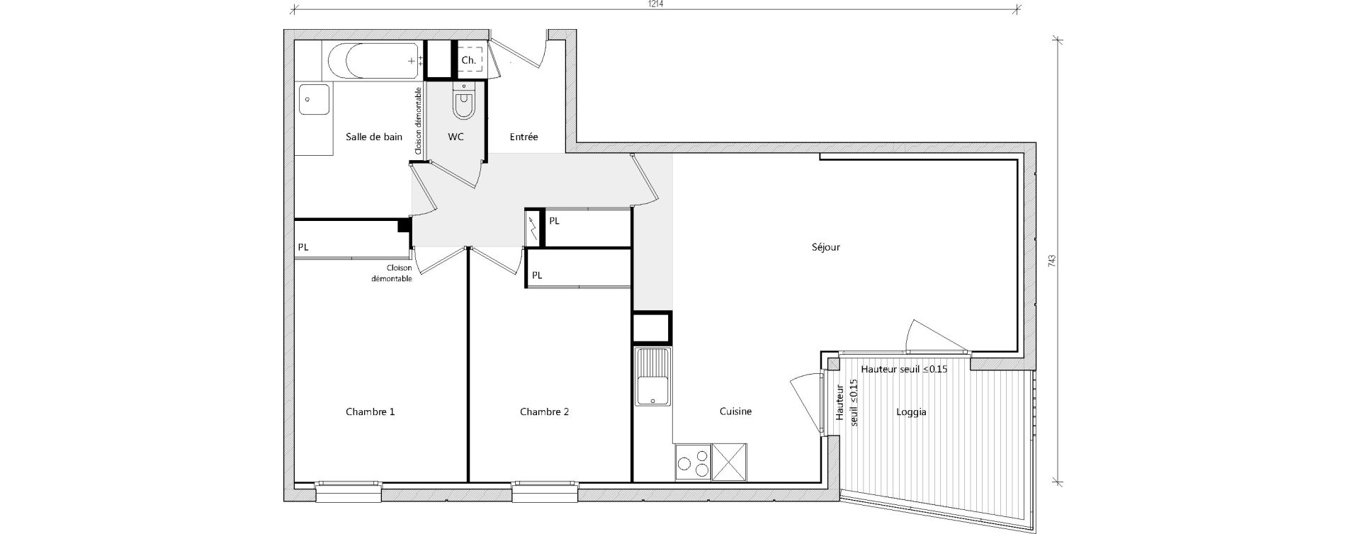 Appartement T3 de 65,97 m2 &agrave; Toulouse Pouvourville