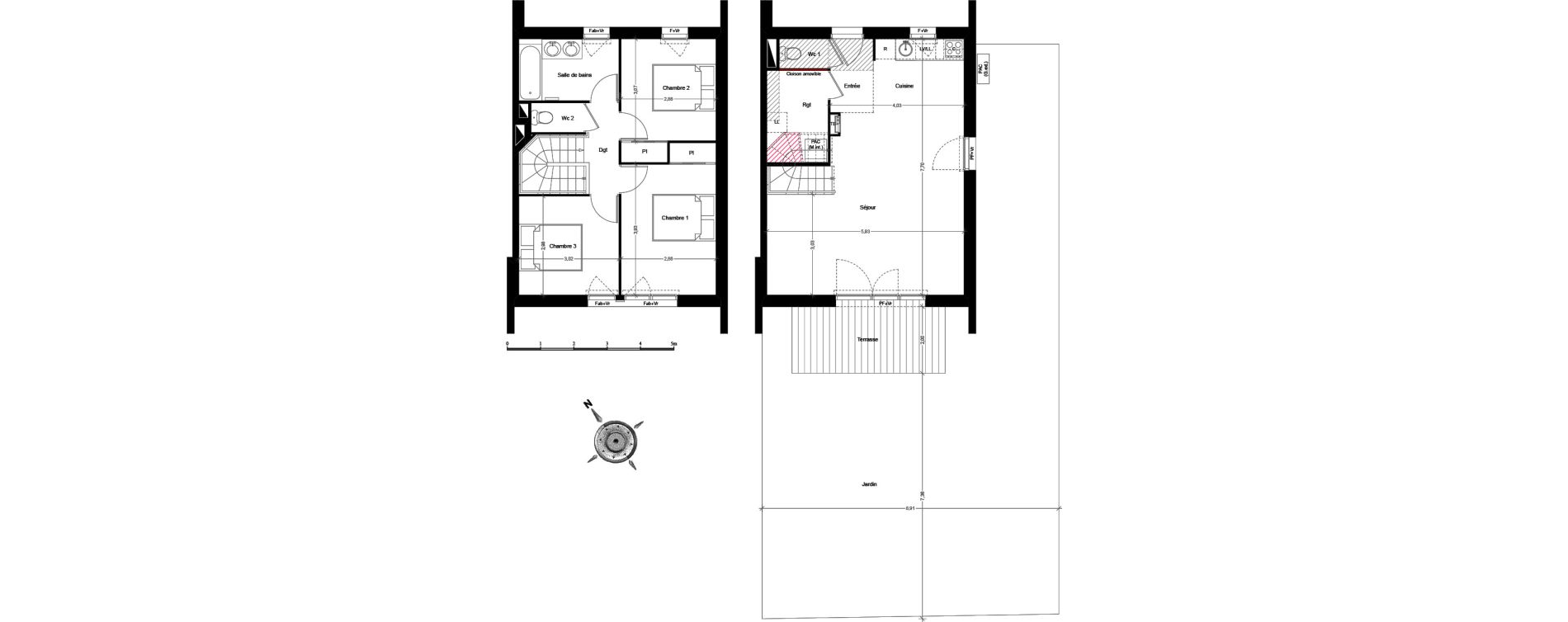 Duplex T4 de 82,23 m2 &agrave; Toulouse Marcaissonne