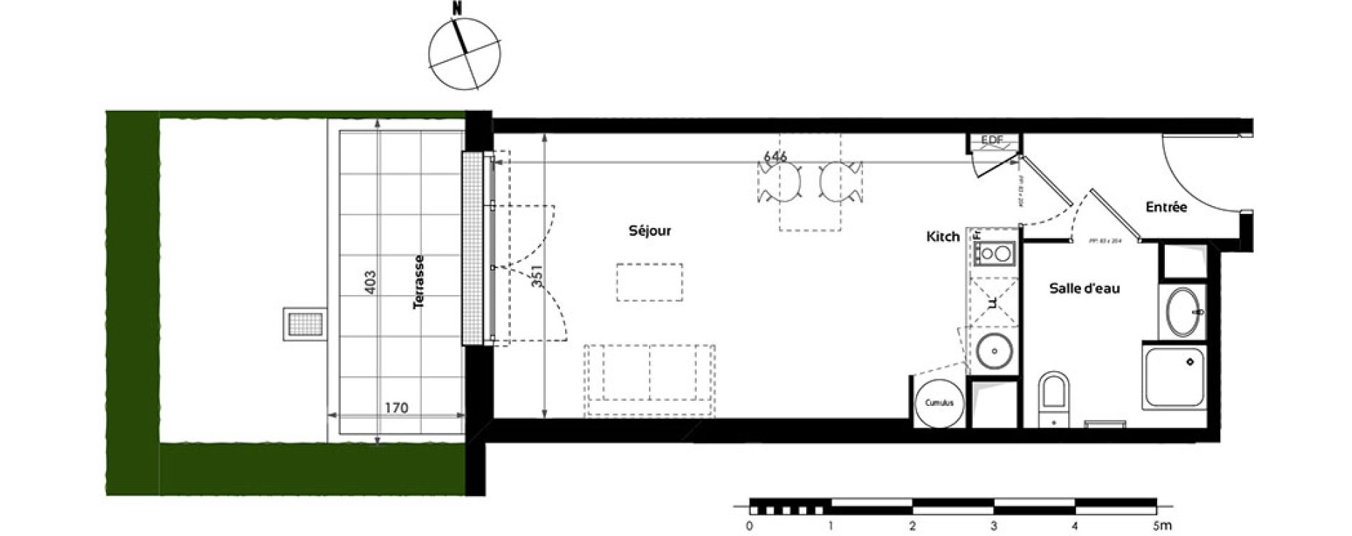 Appartement T1 de 30,53 m2 &agrave; Toulouse Croix daurade