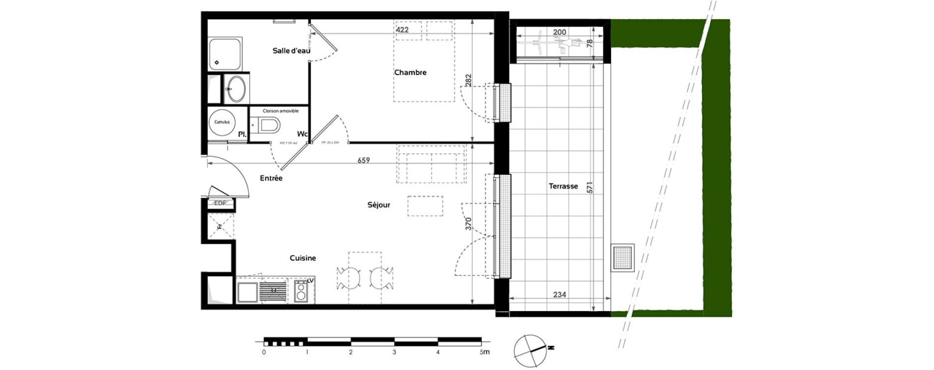 Appartement T2 de 41,20 m2 &agrave; Toulouse Croix daurade