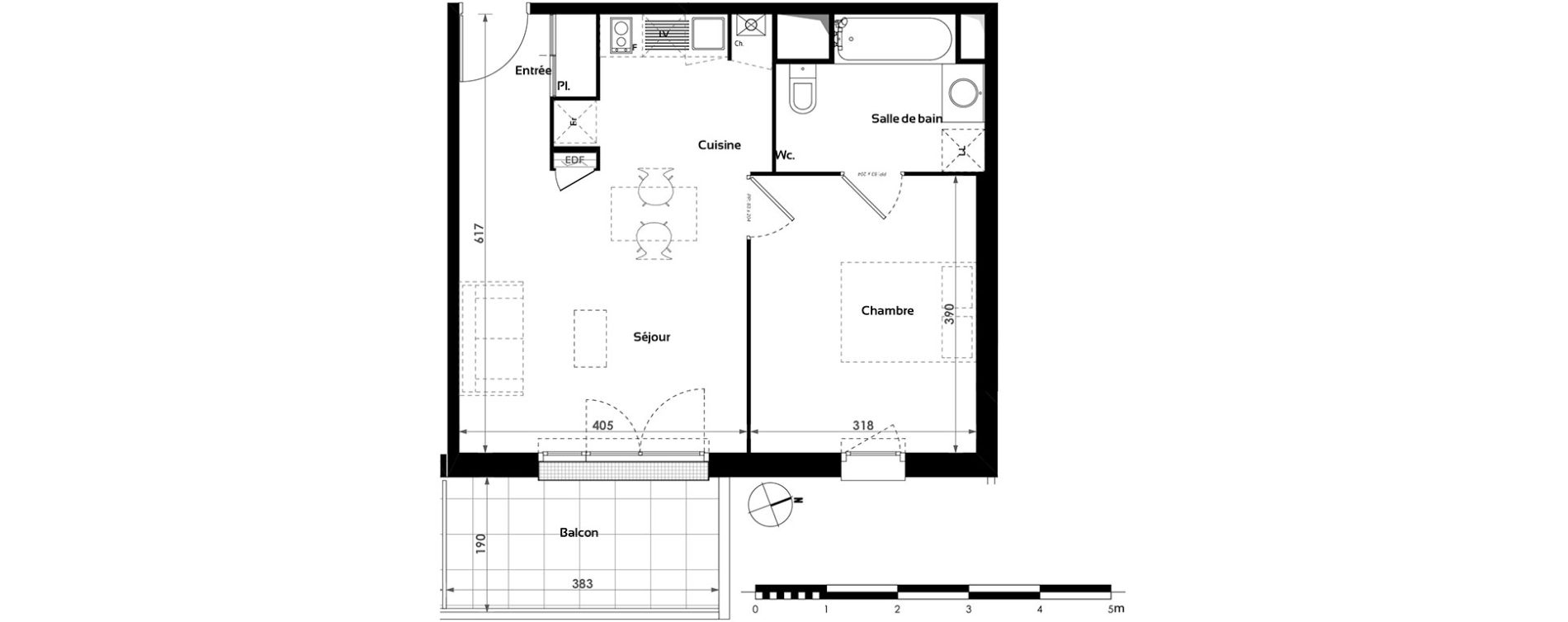 Appartement T2 de 43,42 m2 &agrave; Toulouse Croix daurade