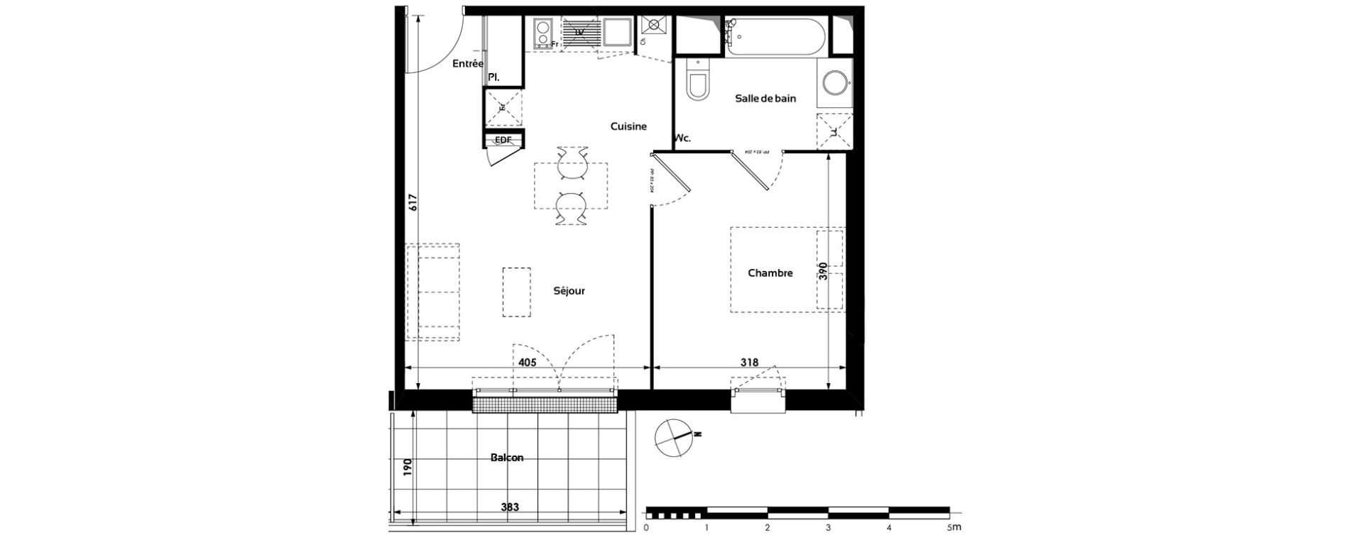 Appartement T2 de 43,42 m2 &agrave; Toulouse Croix daurade