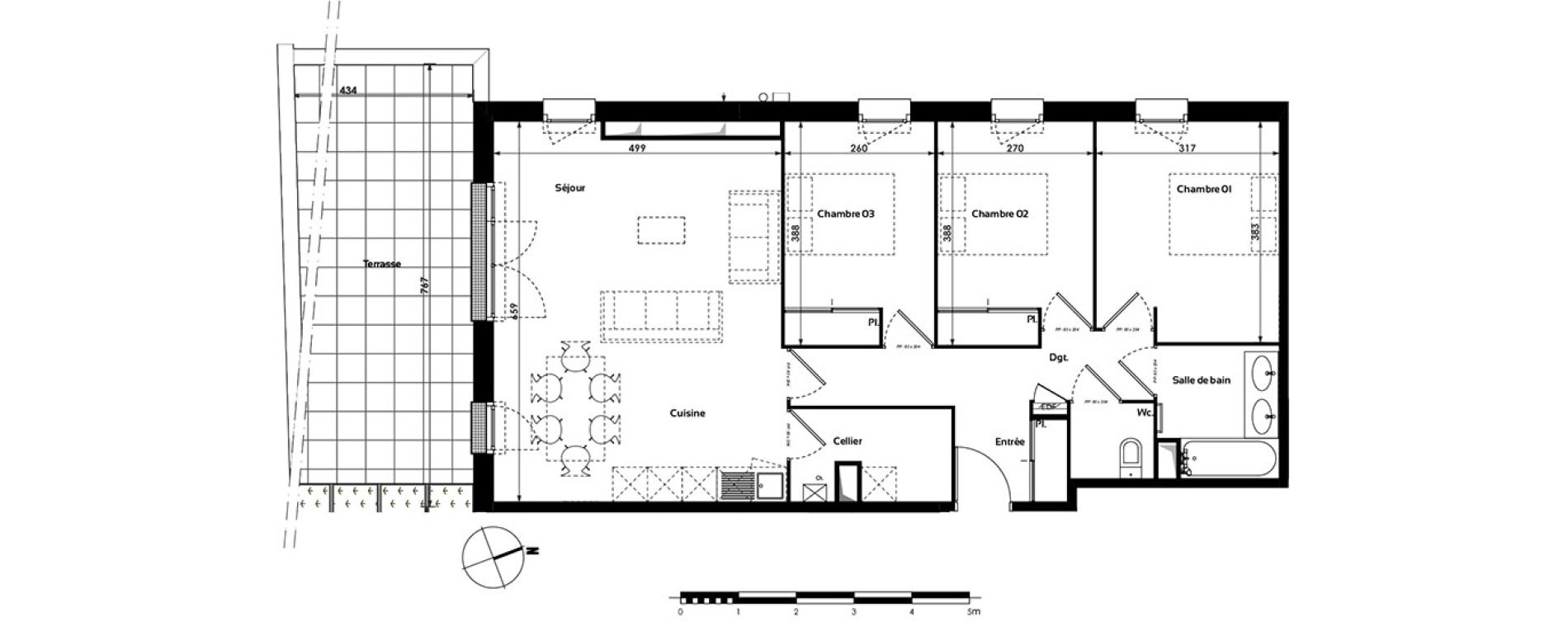 Appartement T4 de 84,66 m2 &agrave; Toulouse Croix daurade