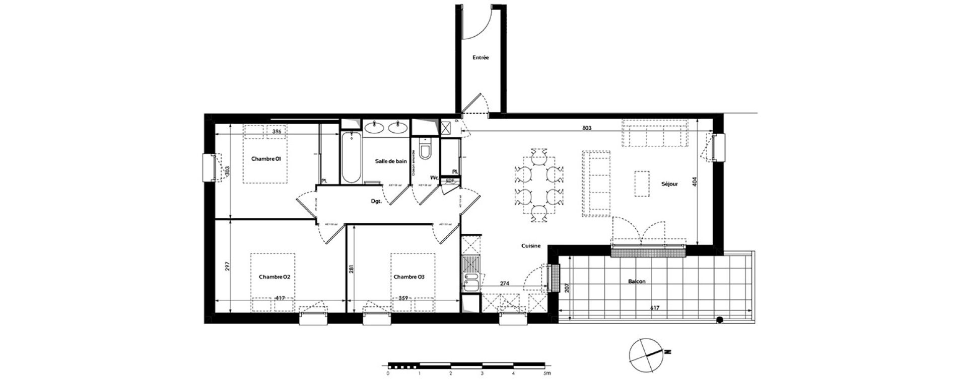Appartement T4 de 87,94 m2 &agrave; Toulouse Croix daurade