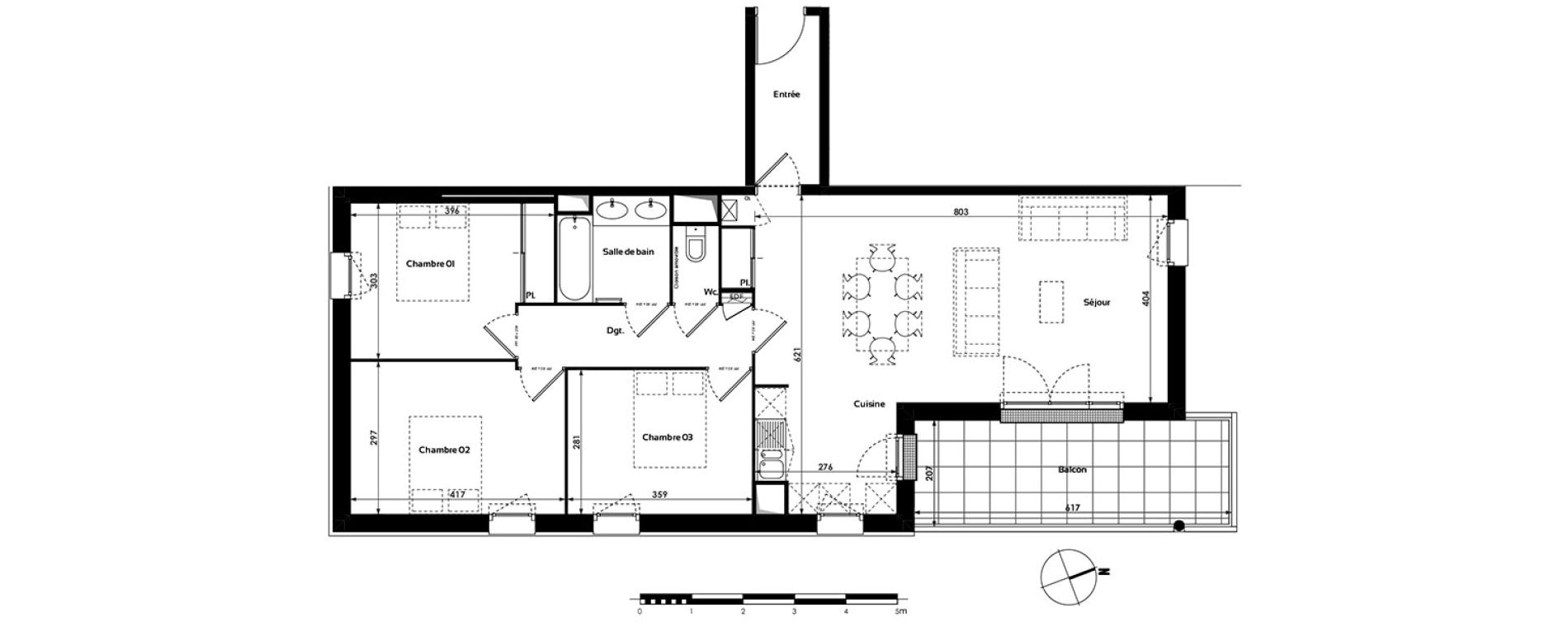 Appartement T4 de 87,94 m2 &agrave; Toulouse Croix daurade