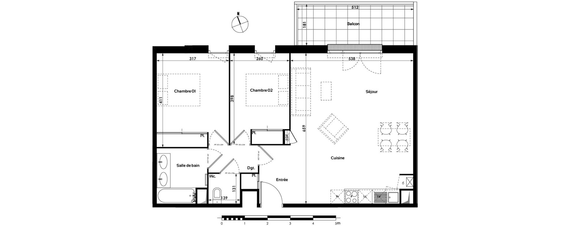 Appartement T3 de 71,55 m2 &agrave; Toulouse Croix daurade