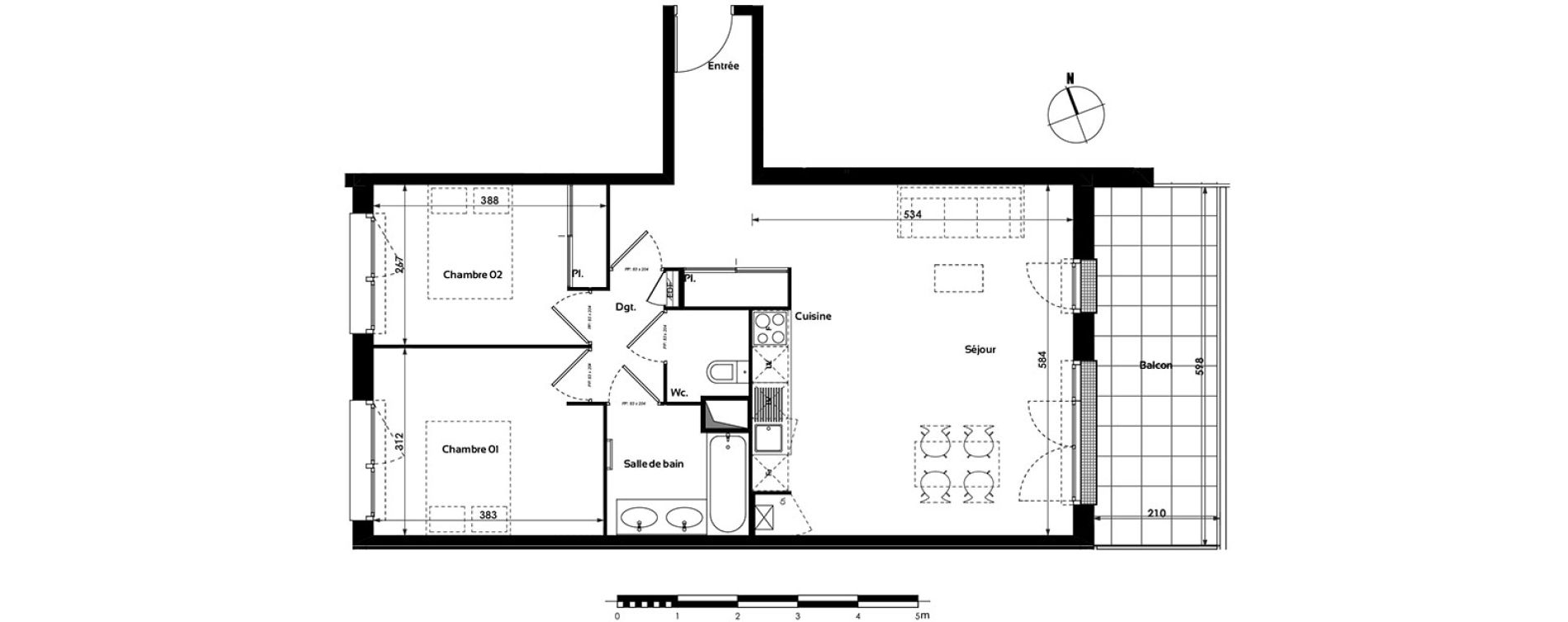 Appartement T3 de 69,80 m2 &agrave; Toulouse Croix daurade