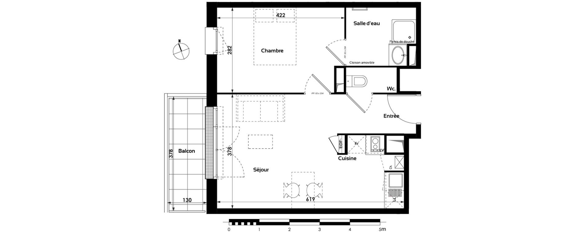 Appartement T2 de 40,40 m2 &agrave; Toulouse Croix daurade