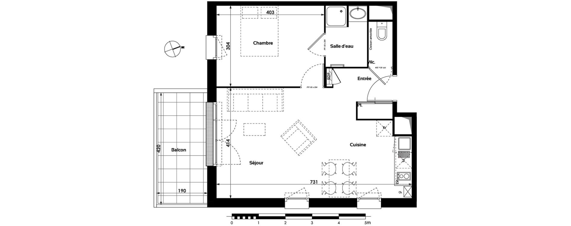 Appartement T2 de 47,80 m2 &agrave; Toulouse Croix daurade