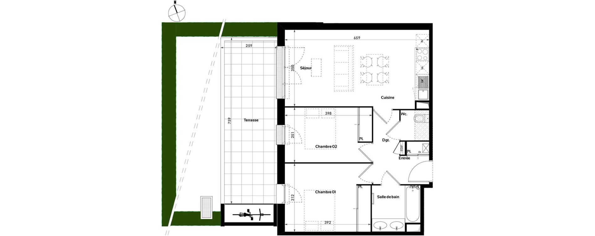 Appartement T3 de 58,06 m2 &agrave; Toulouse Croix daurade