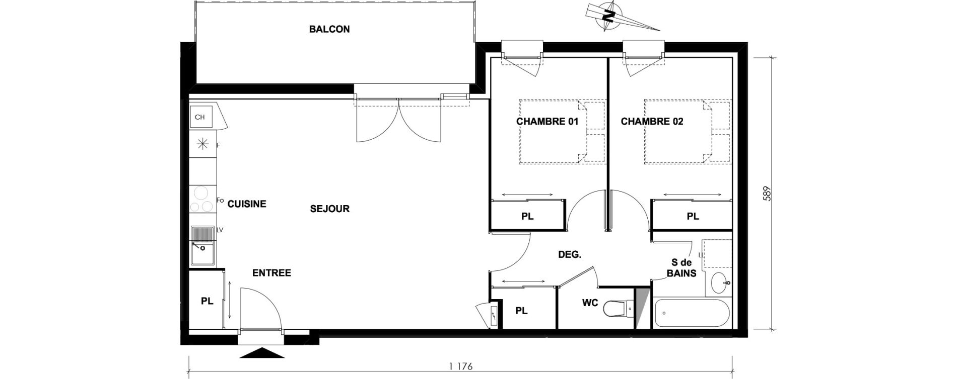 Appartement T3 de 61,84 m2 &agrave; Toulouse Lardenne