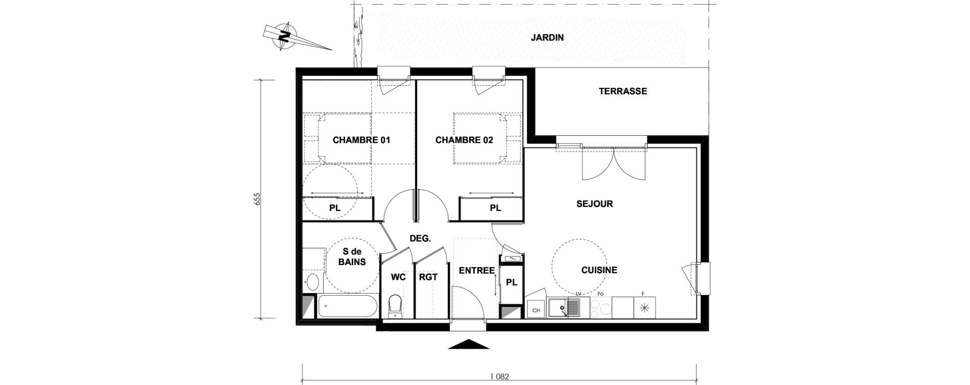 Appartement T3 de 60,09 m2 &agrave; Toulouse Lardenne