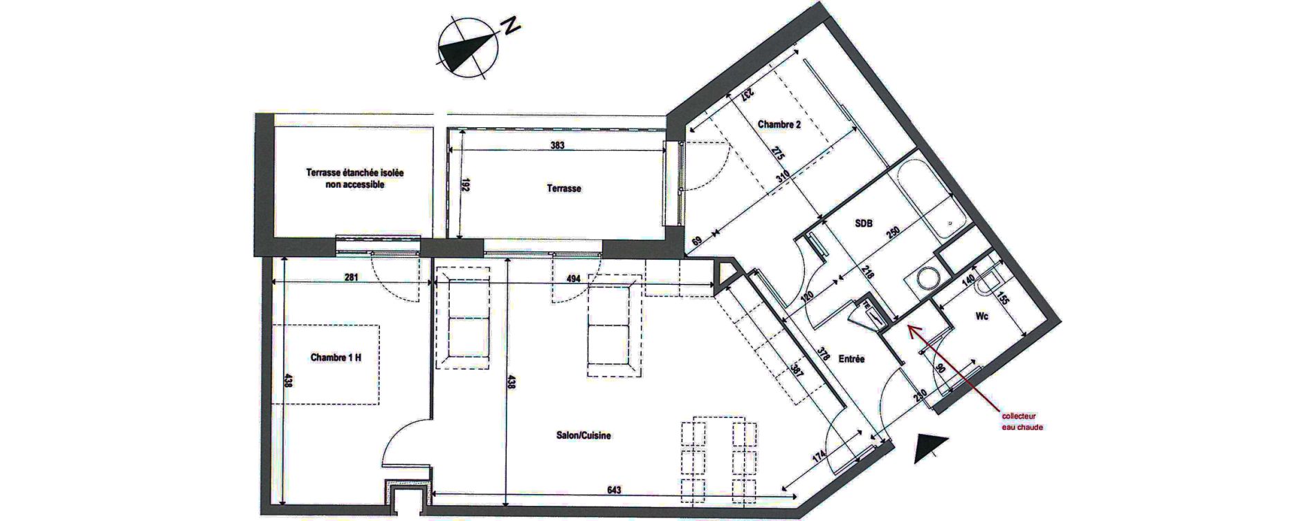 Appartement T3 de 64,28 m2 &agrave; Toulouse L'ormeau