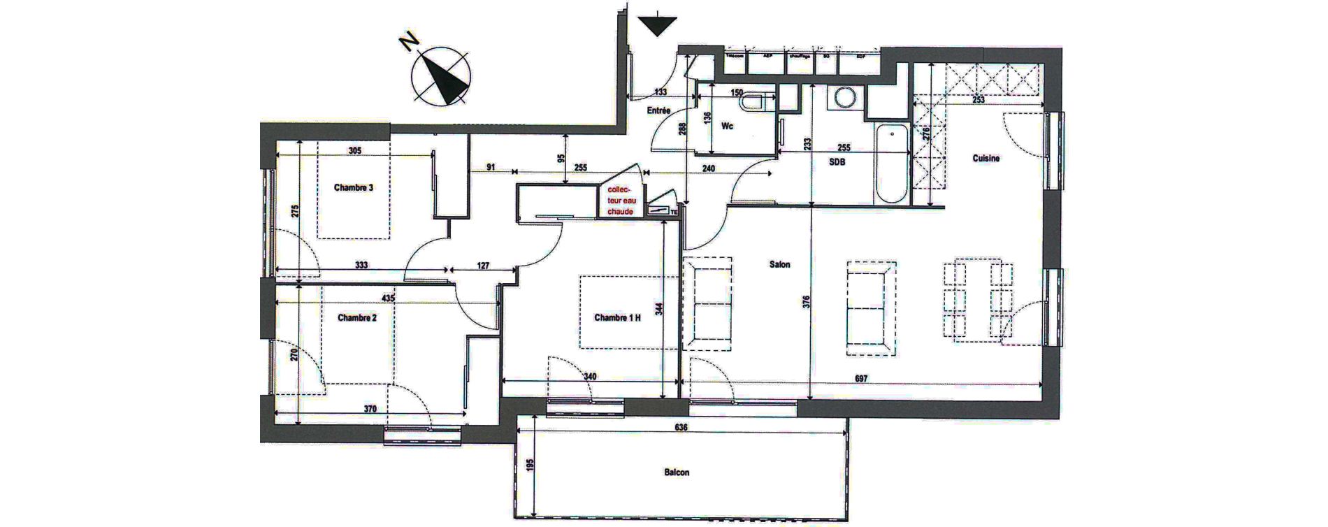 Appartement T4 de 84,71 m2 &agrave; Toulouse L'ormeau