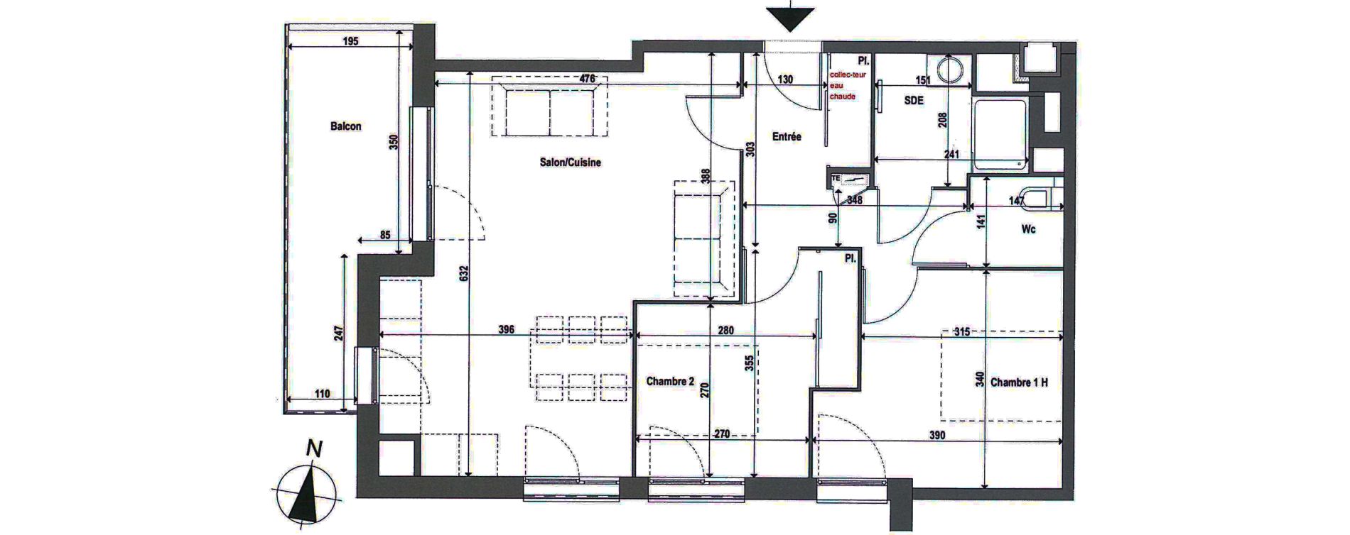 Appartement T3 de 63,56 m2 &agrave; Toulouse L'ormeau
