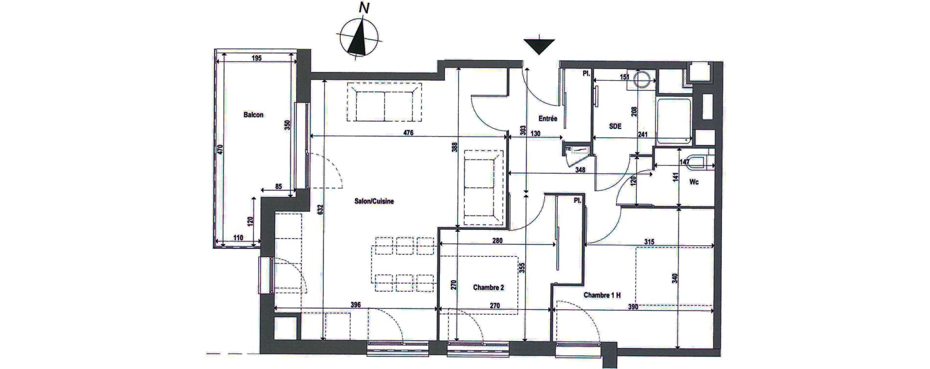 Appartement T3 de 63,56 m2 &agrave; Toulouse L'ormeau