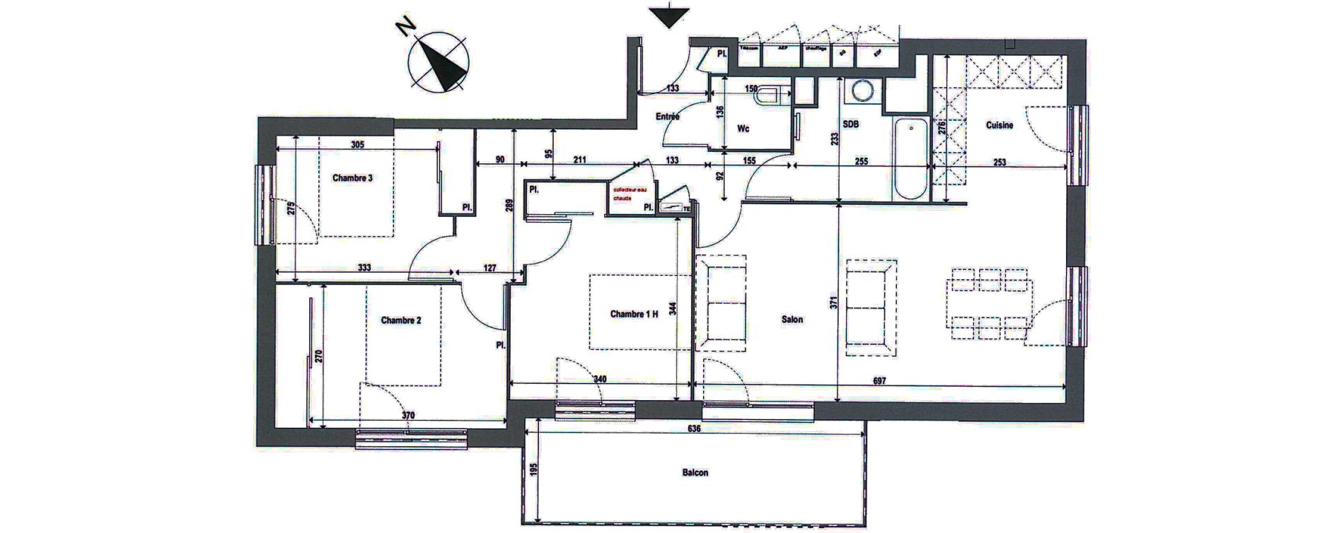 Appartement T4 de 84,71 m2 &agrave; Toulouse L'ormeau