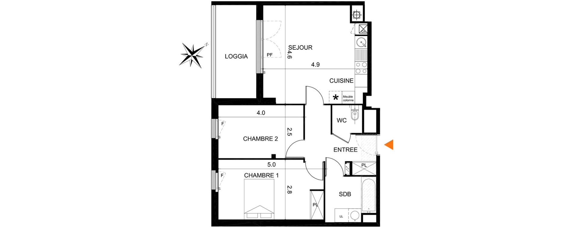 Appartement T3 de 59,60 m2 &agrave; Toulouse La terrasse