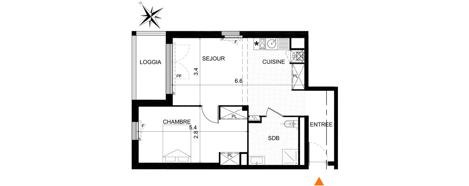 Appartement T2 de 49,00 m2 &agrave; Toulouse La terrasse