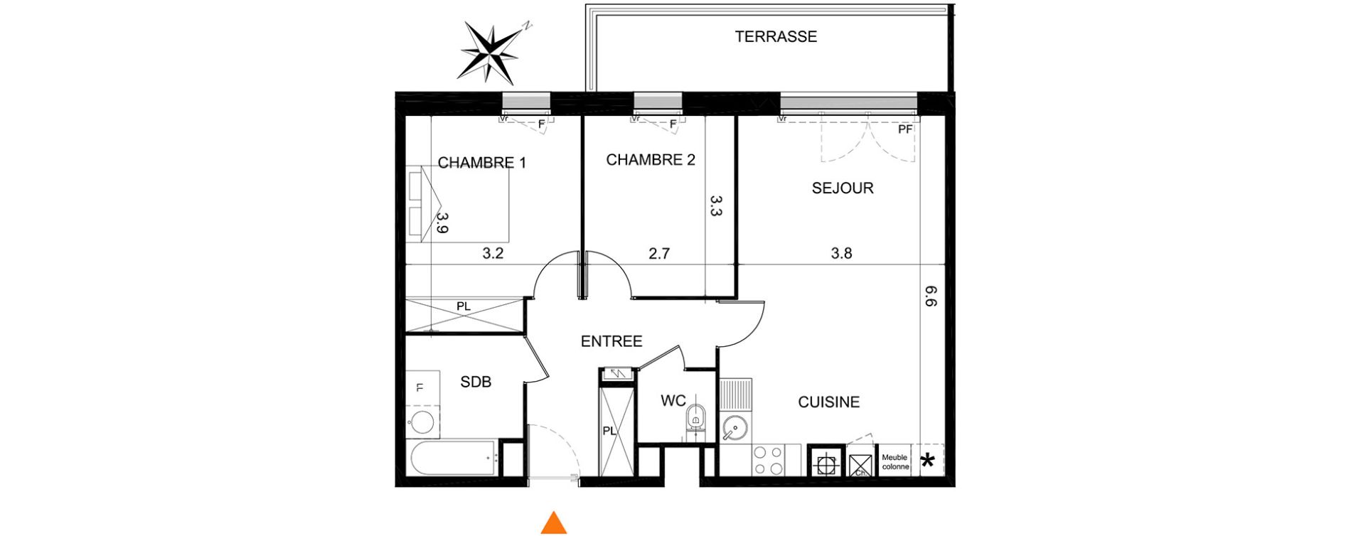 Appartement T3 de 62,10 m2 &agrave; Toulouse La terrasse