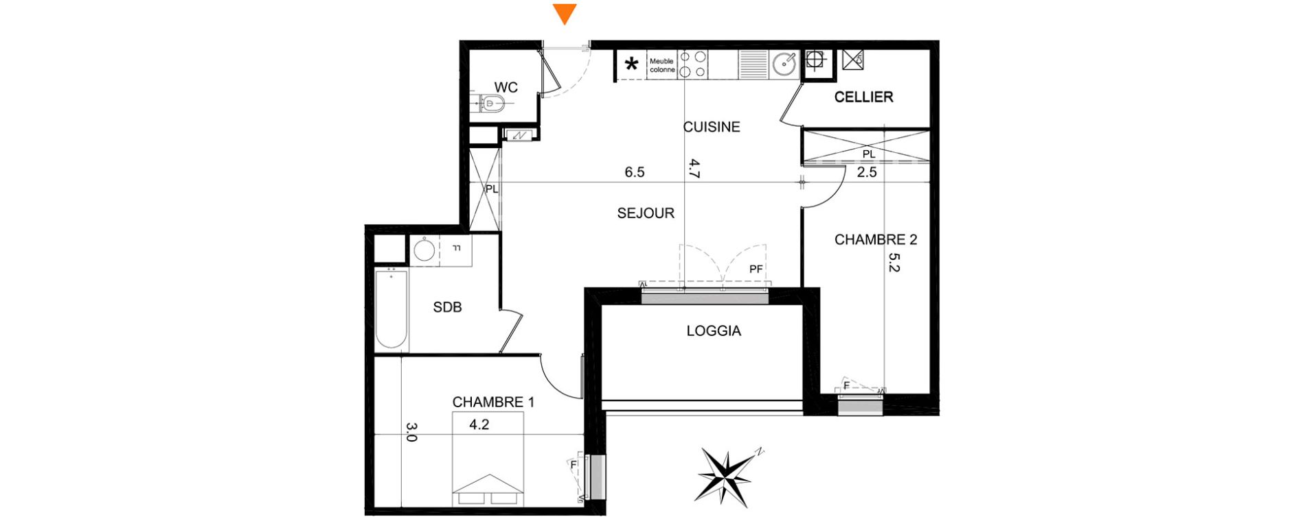 Appartement T3 de 64,90 m2 &agrave; Toulouse La terrasse