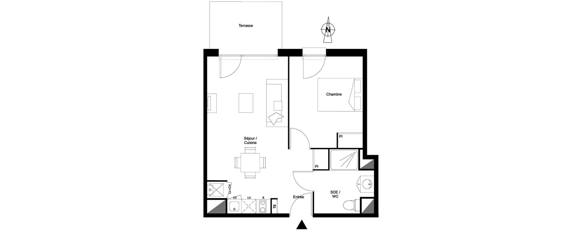 Appartement T2 de 42,64 m2 &agrave; Toulouse Croix daurade