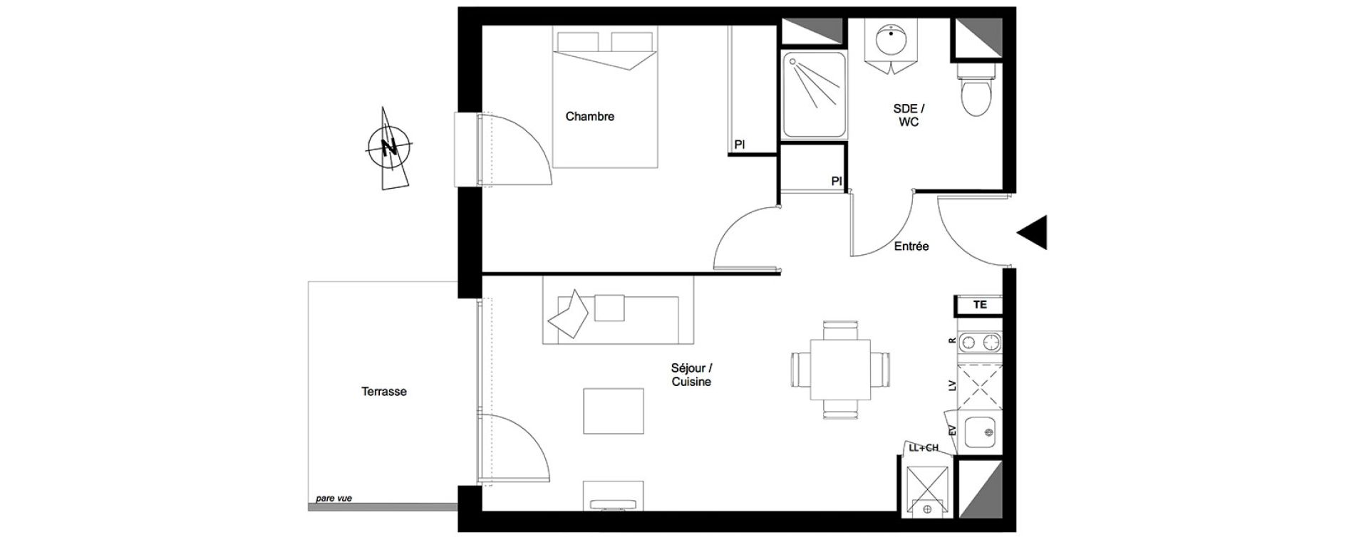 Appartement T2 de 43,25 m2 &agrave; Toulouse Croix daurade