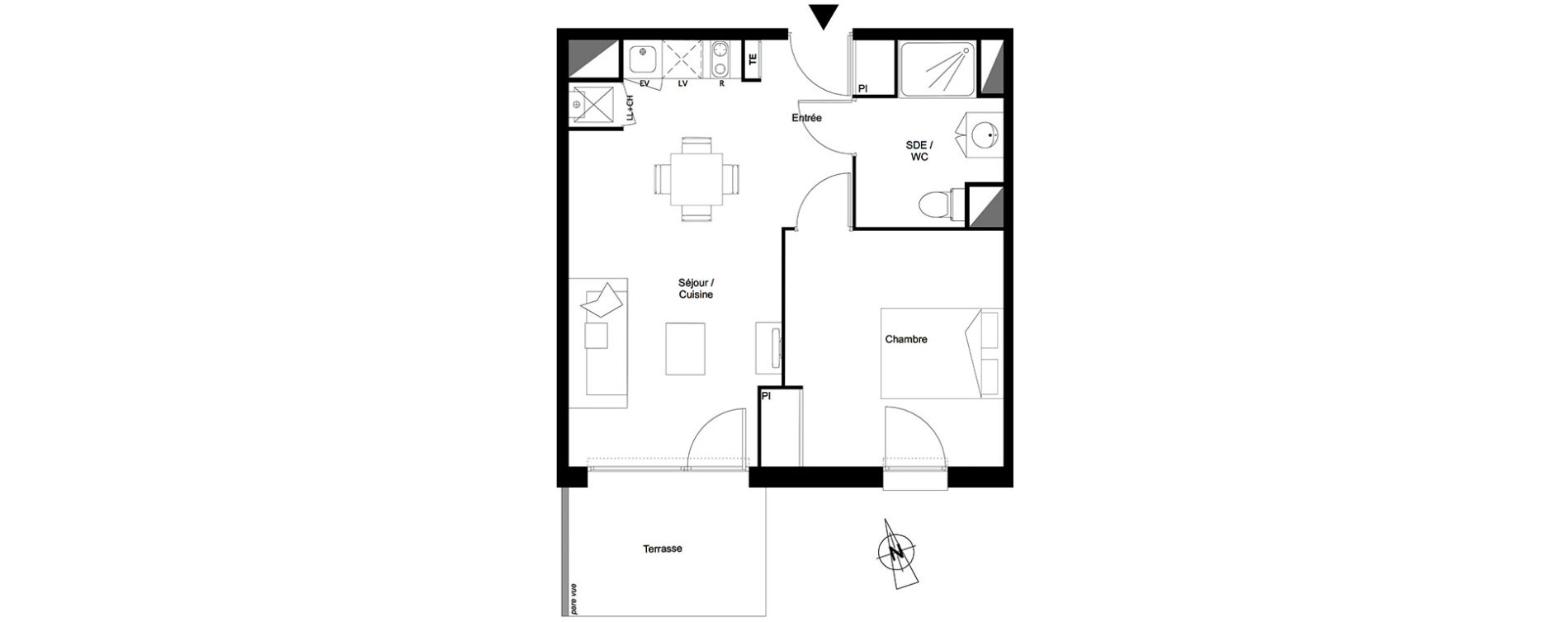 Appartement T2 de 42,42 m2 &agrave; Toulouse Croix daurade